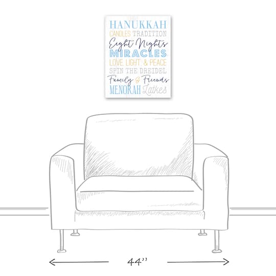 Hanukkah Words and Phrases 16x20 Canvas Wall Art